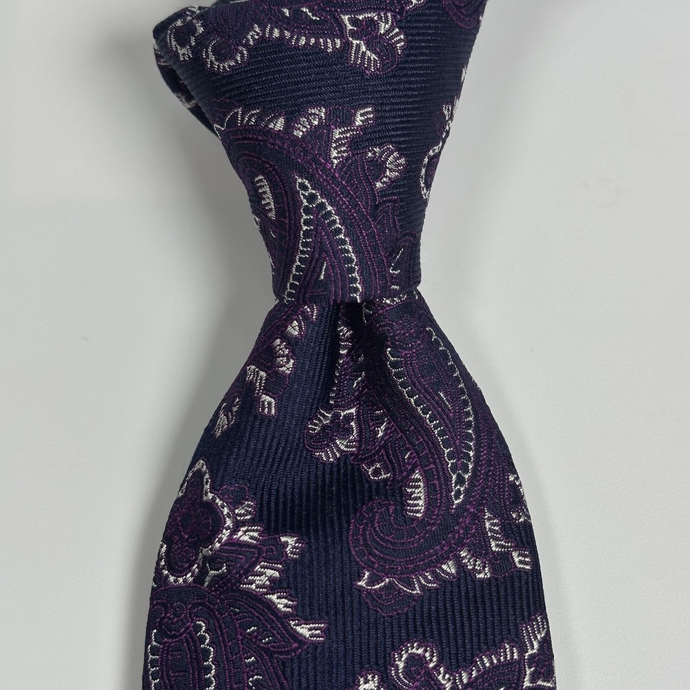 Turnbull & Asser Dark Blue and Violet Paisley Tie